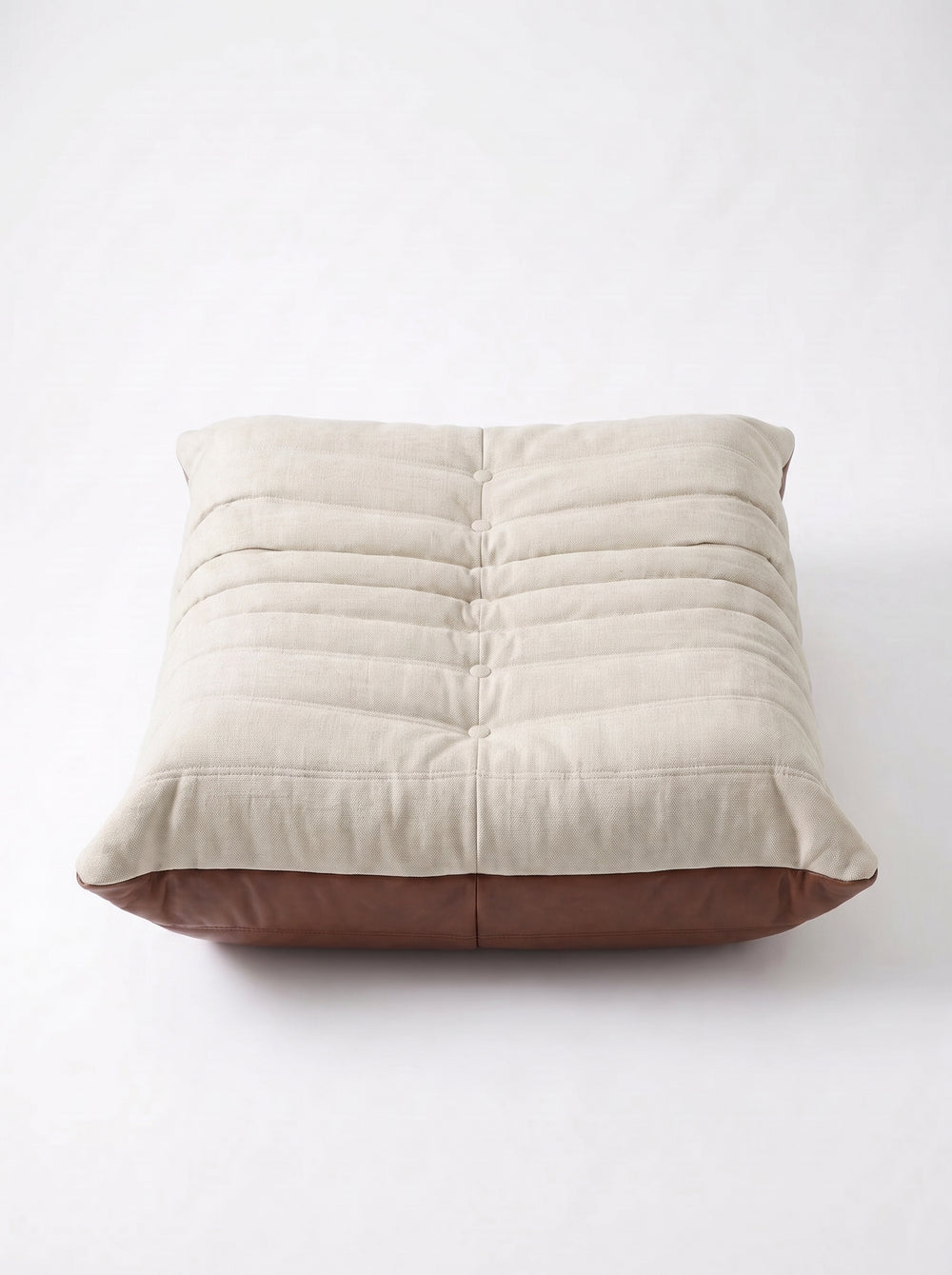 Pouf Relax Composé en Cuir Véritable & Lin