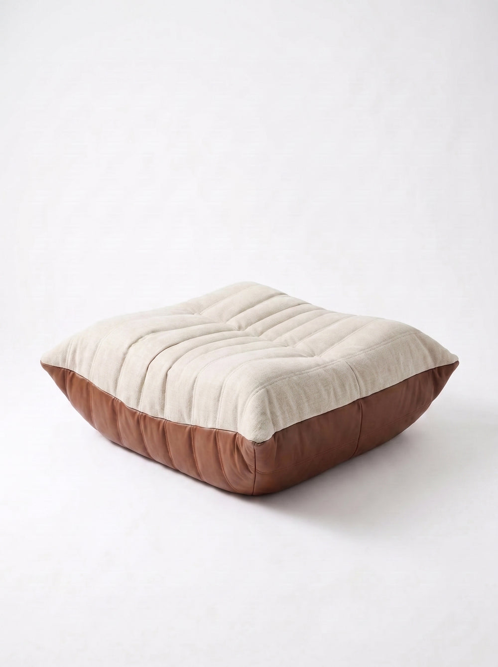 Pouf Relax Composé en Cuir Véritable & Lin