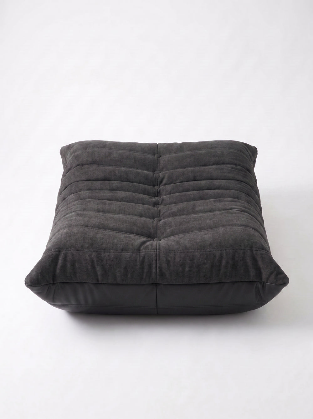 Pouf Relax Composé Minuit en Cuir Véritable & Lin
