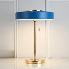 Lampe de Bureau Dorée & Bleue – Design Élégant, Métal, Interrupteur Rétro.