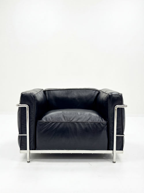 Fauteuil Grand Confort Moderniste – Cuir Véritable & Structure Chromée
